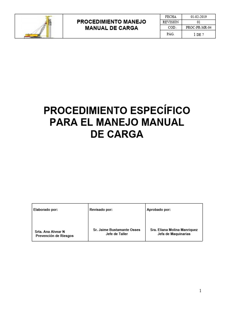 Procedimiento de Manejo Manual de Carga | PDF