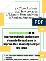 Writing A Close Analysis and Critical Interpretation of Literary Texts Applying A Reading Approach 1