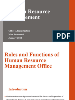 Roles and Function of the HR Office