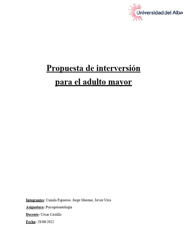 Propuesta de Interversión | PDF | Adultos | Vejez