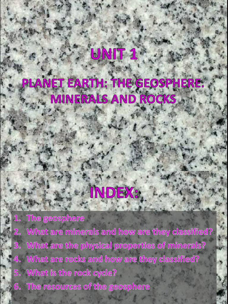 The Geosphere Rocks and Minerals | PDF | Rock (Geology) | Sedimentary Rock