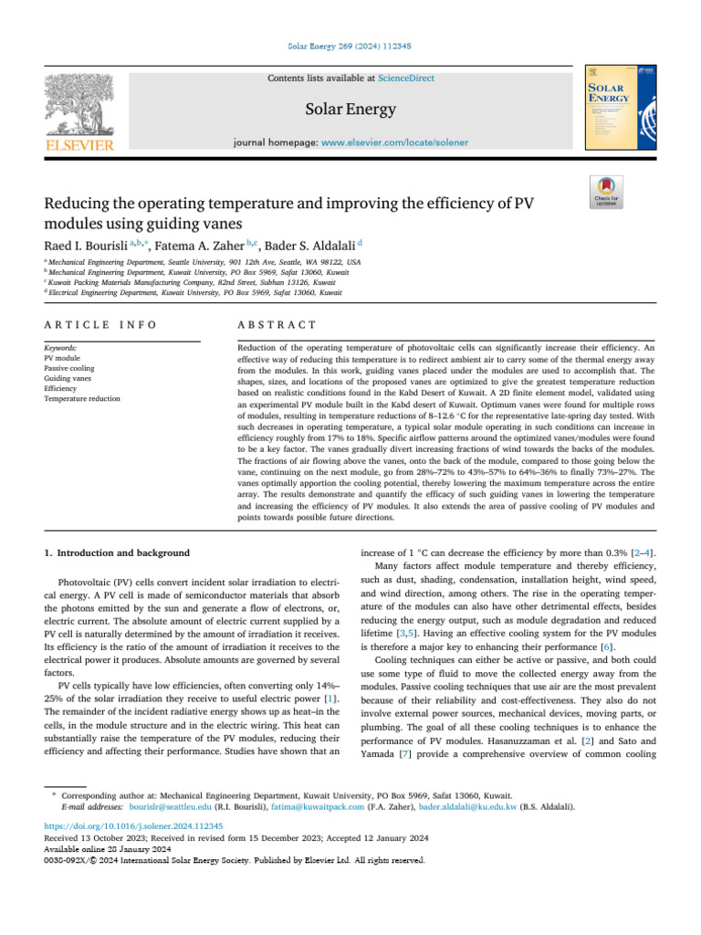 Guiding Vanes Enhance PV Efficiency | PDF | Photovoltaics | Fluid Dynamics