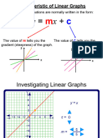 Characteristic of Linear Graphs: Linear Graph Equations Are Normally Written in The Form