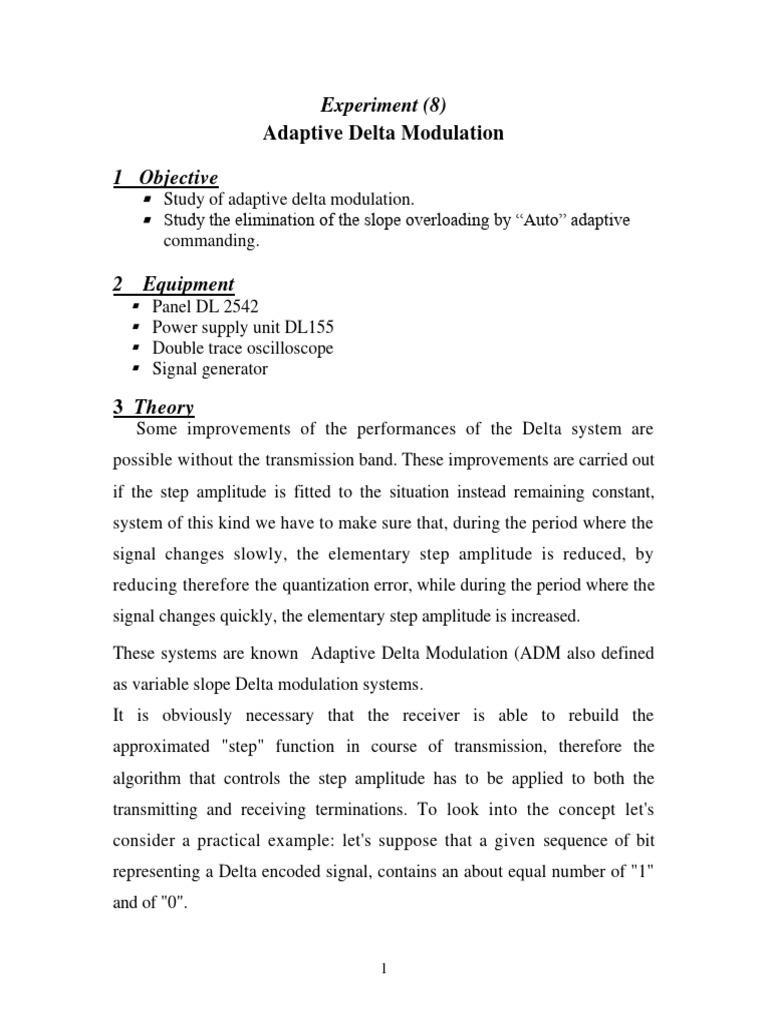 S02exp02 Adaptive Delta Modulation Download Free Pdf Modulation