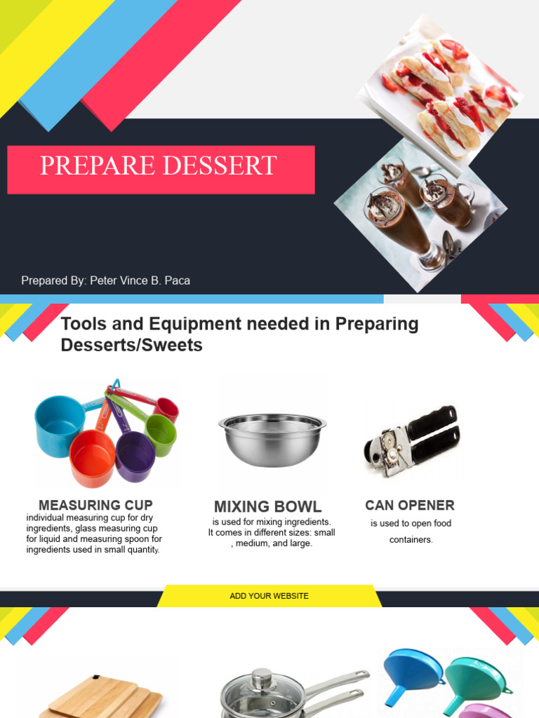 HFCFI TLE 9 Tools and Equipment Needed in Preparing Desserts PDF