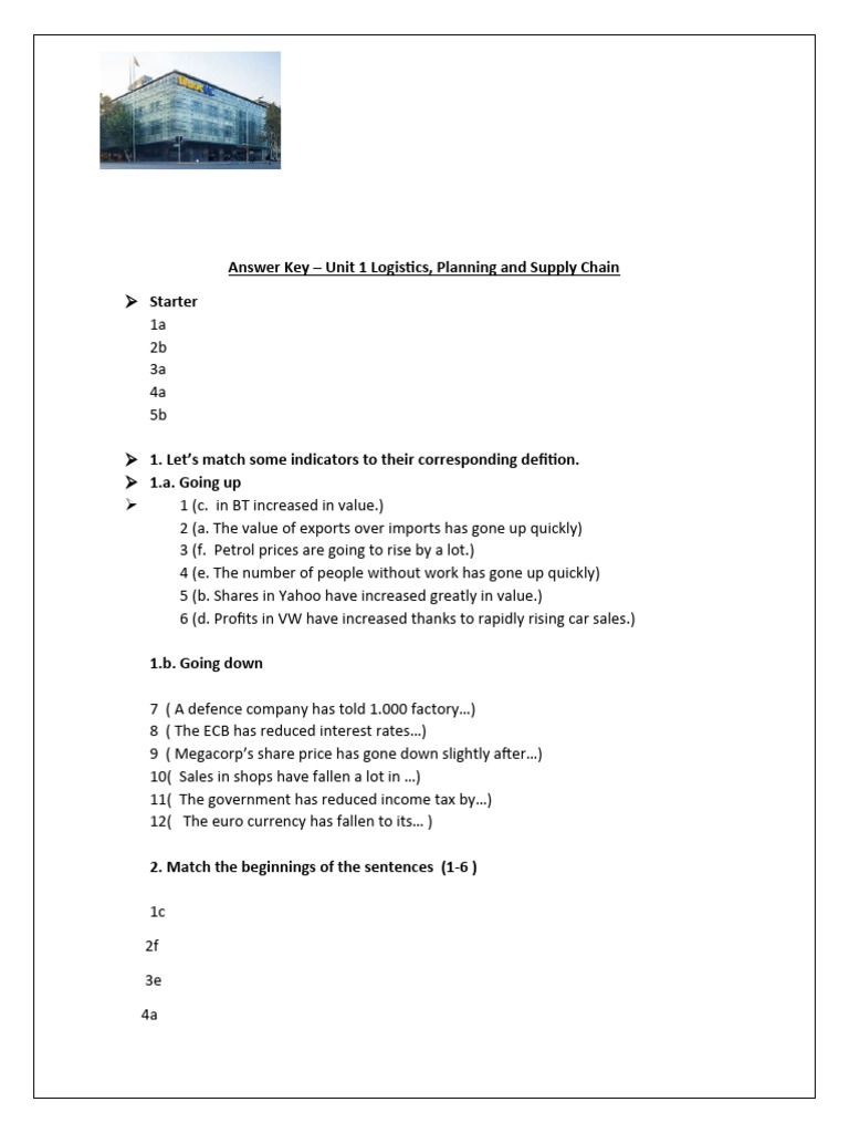 ENGLISH FOR LOGISTICS ANSWER KEY intelligence overview
