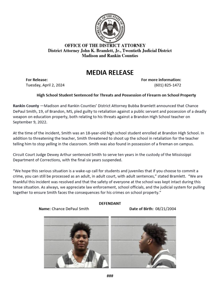 Smith Student Sentenced Pdf