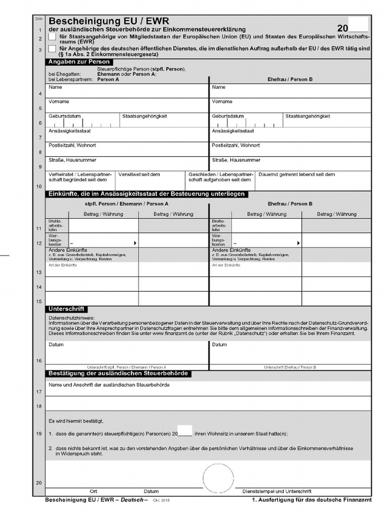 DD Bescheinigung Eu Ewr de Data | PDF