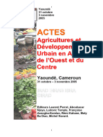 Agricultures Et Développement Urbain en Afrique de L'ouest Et Du Centre