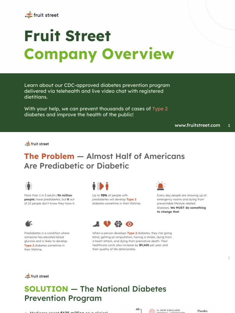 Fruit Street Health Overview Deck PDF Prediabetes Preventive