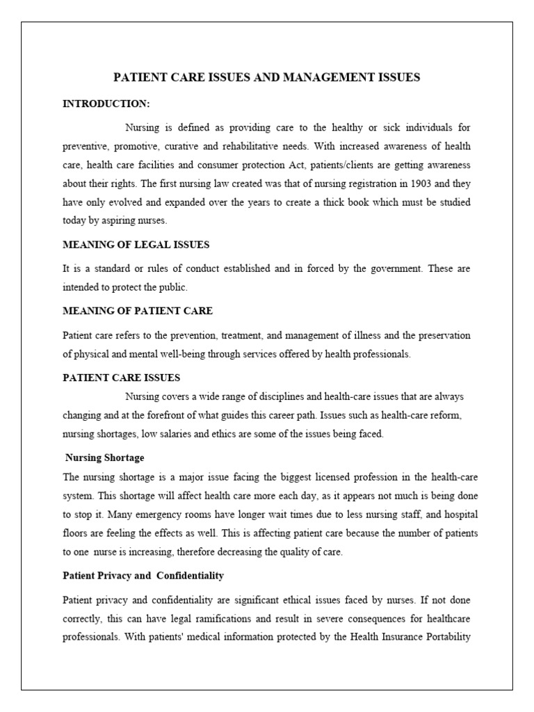Patient Care and Management Challenges | PDF | Nursing | Health Care