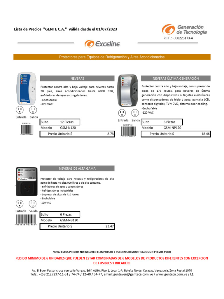 Catálogo de Protectores GENTE C.A. | PDF | Refrigerador | Relé