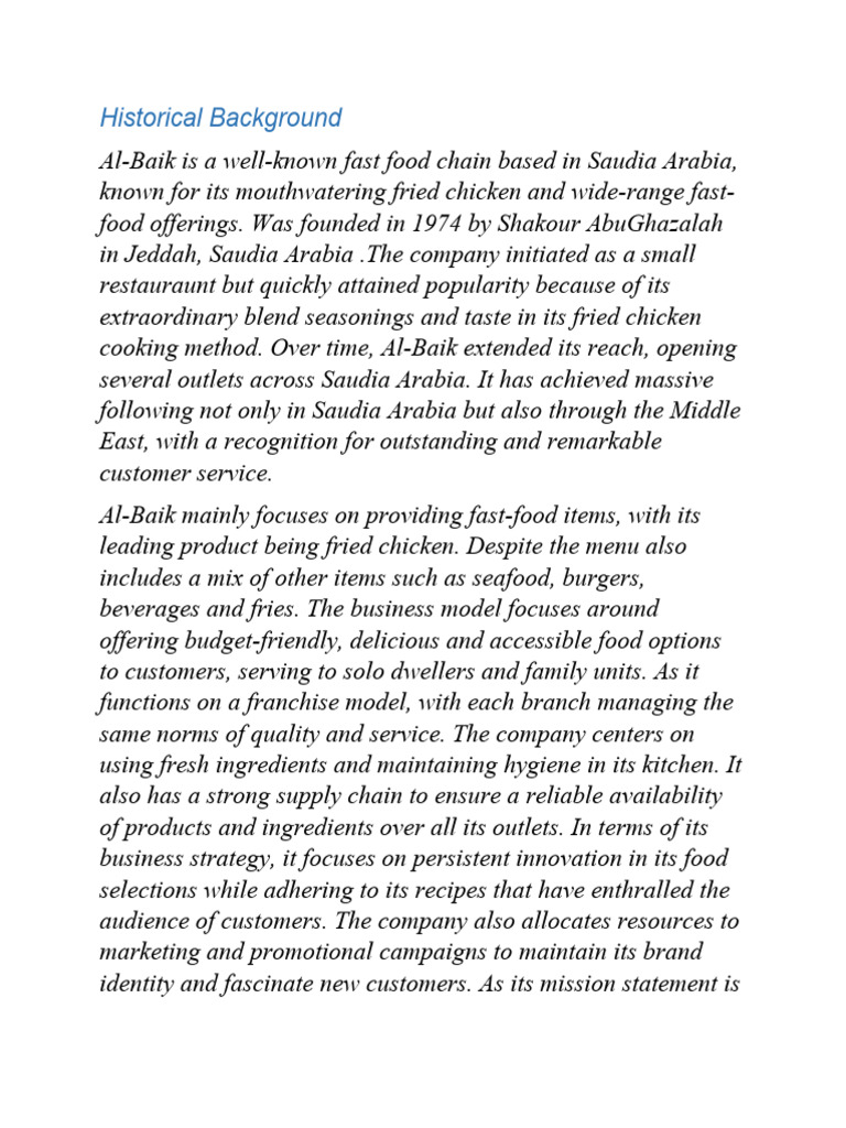 Al-Baik: Saudi Fried Chicken Legacy | PDF