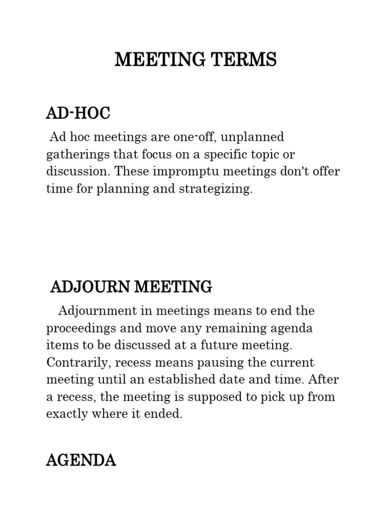 Meeting Terms: Ad-Hoc | PDF | Proxy Voting | Voting