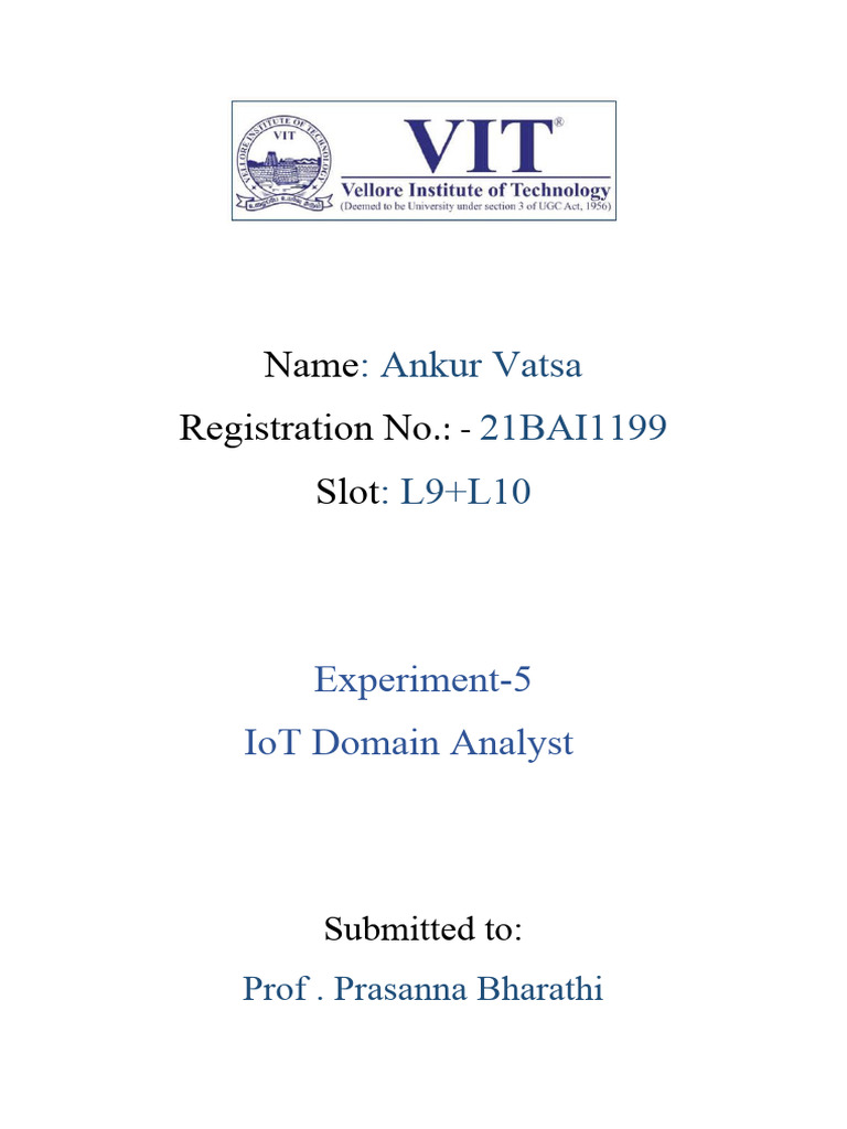Vit Iotlab Expt-4 | PDF | Sensor | Arduino