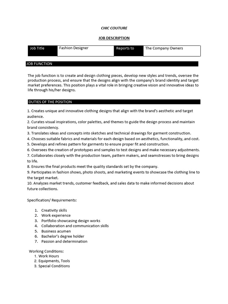 dress designer job description Planit : Job Profiles : Fashion Designer Fashion or Textile Design