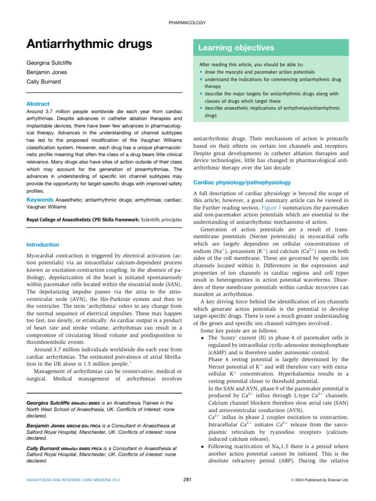 Examples Of Antiarrhythmic Drugs