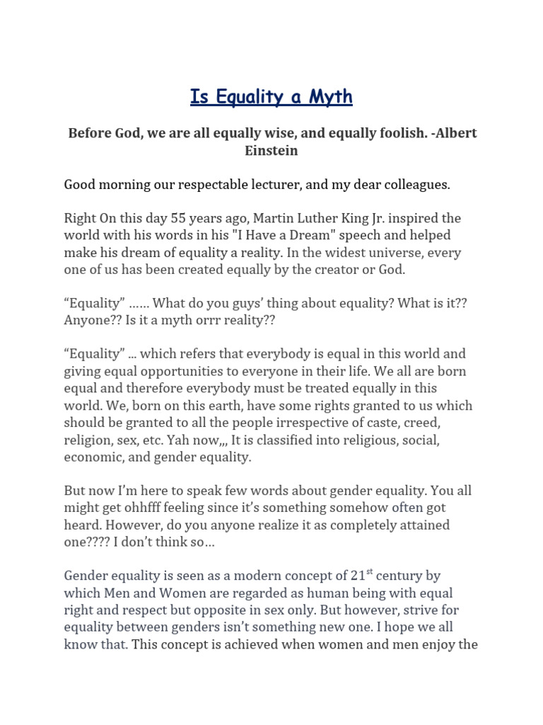 is equality a myth | PDF | Woman | Gender Studies