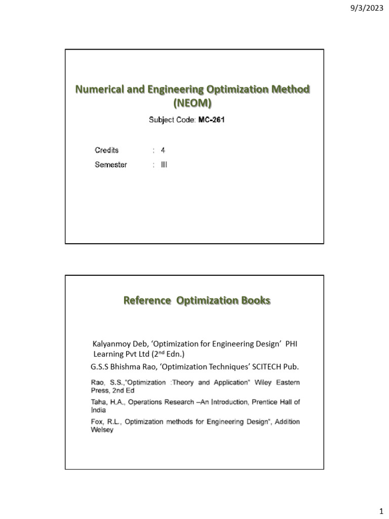 NEOM UNIT-1 Sept-23 | PDF | Mathematical Optimization | Mathematical ...