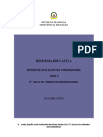 Reforma Educativa: Sistema de Avaliação Das Aprendizagens para O II. Ciclo Do Ensino Secundário Geral