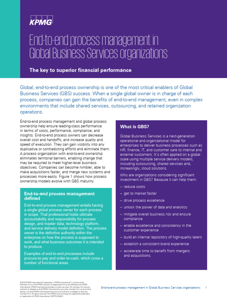 Gbs Pov End To End Process Management | PDF | Business Process ...