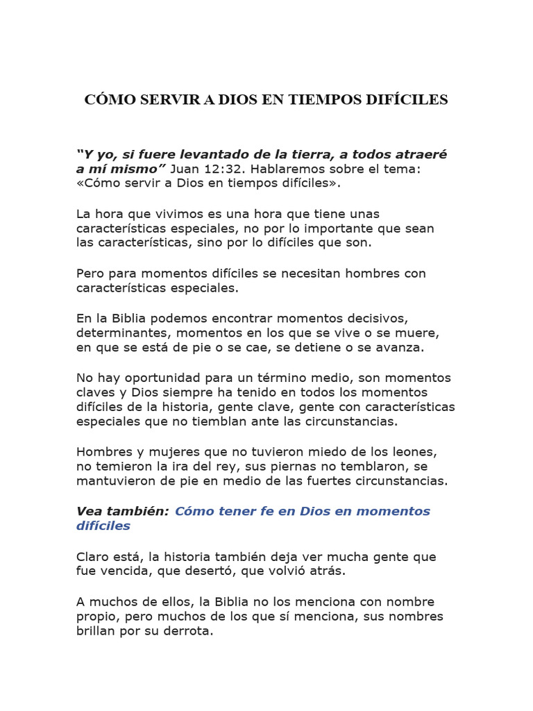 Servir a Dios en Tiempos Difíciles | PDF | Elijah | Esther