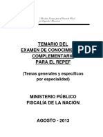 Temario Del Examen de Conocimientos Complementario para El Repef