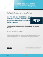 El Rol de Las Hipótesis en La Investigación Entretelones en La Experiencia Enseñanza Aprendizaje - Malegarie - Fernández