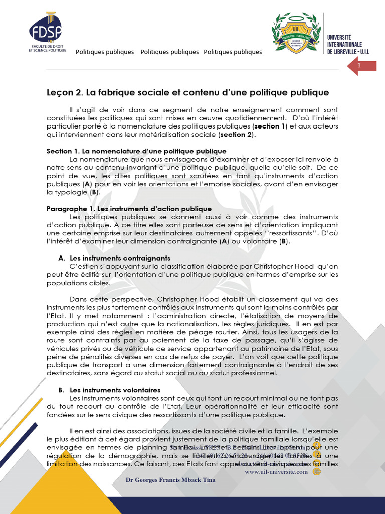 Cours de Politiques Publiques - Leçon 2 | PDF | État | Société civile, image size:768x1024