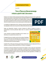 Boletin Informativo Pico y Placa Rotara A Partir Del 2 de Enero