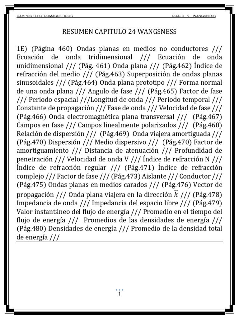 Resumen Capitulo 24 Wangsness (Uno) | PDF | Longitud de onda | Olas