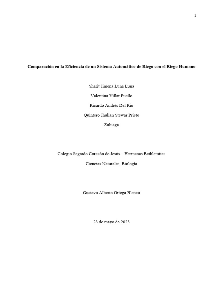Eficiencia: Riego Automático vs. Humano | PDF | Riego | Agricultura