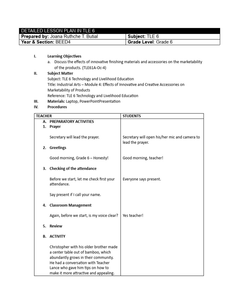 TLE 6 Detailed Lesson Plan: Finishing Materials | PDF | Varnish | Paint
