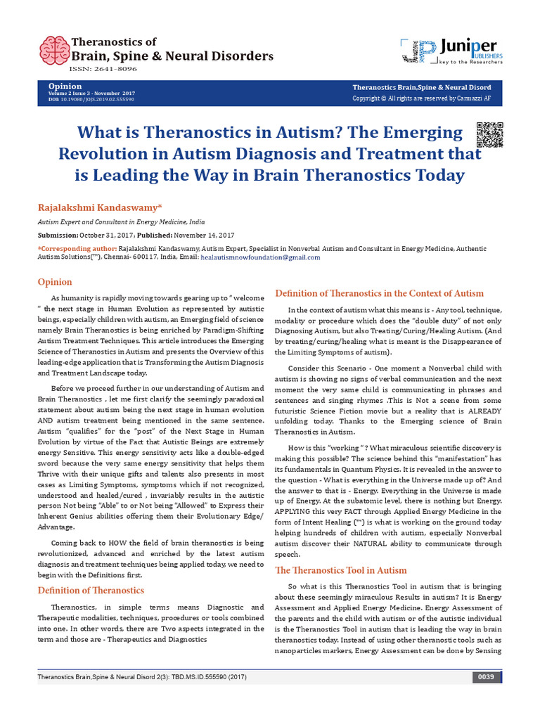 What Is Theranostics in Autism | PDF | Autism Spectrum | Personalized ...