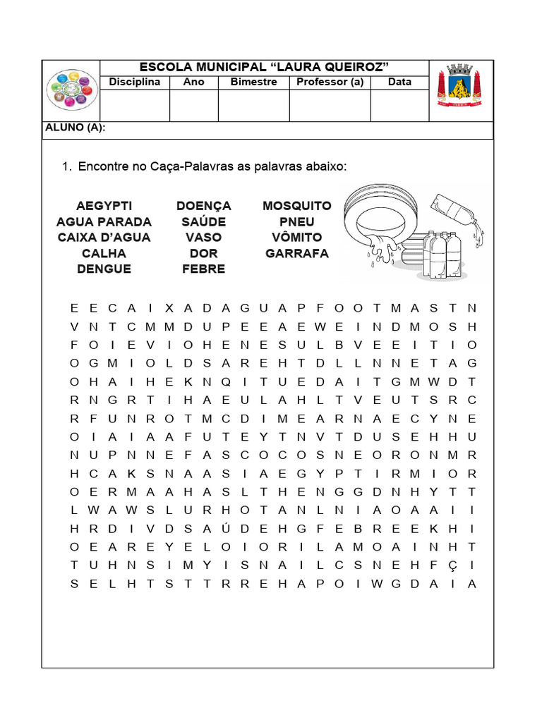 Caça-Palavras sobre Dengue para Alunos | PDF | Artes Linguísticas e ...