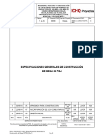 Especificaciones Generales de Construcción de Mesa 30 PMJ