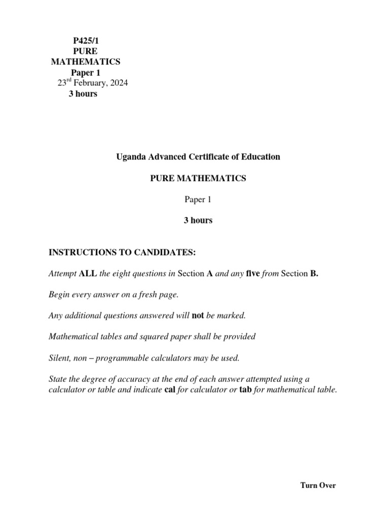 Uace Maths 1 2024 Pdf Mathematics Elementary Mathematics