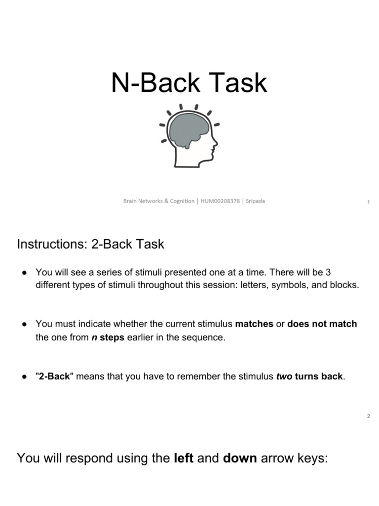 2-Back Task Instructions and Examples | PDF | Stimulus (Physiology ...