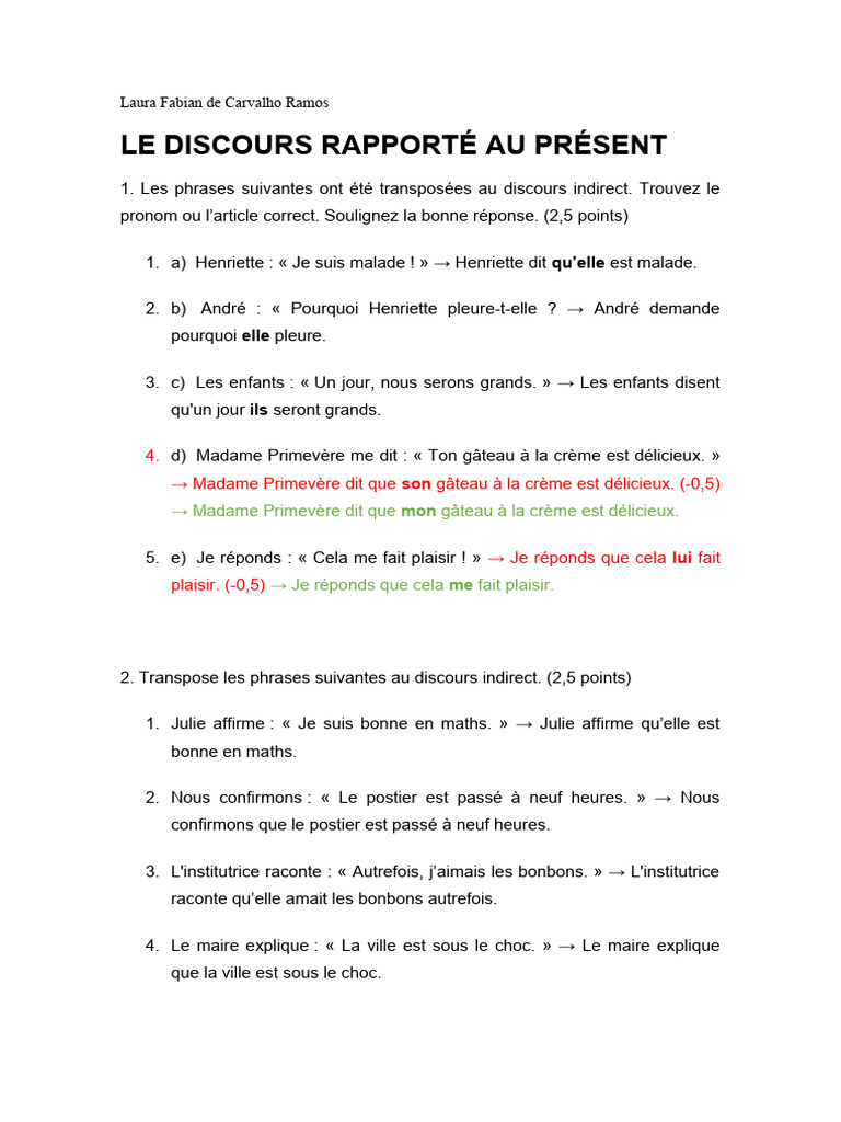 Discours Rapporté Au Présent | PDF