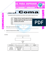 Ficha Clases de Coma Para Quinto de Primaria