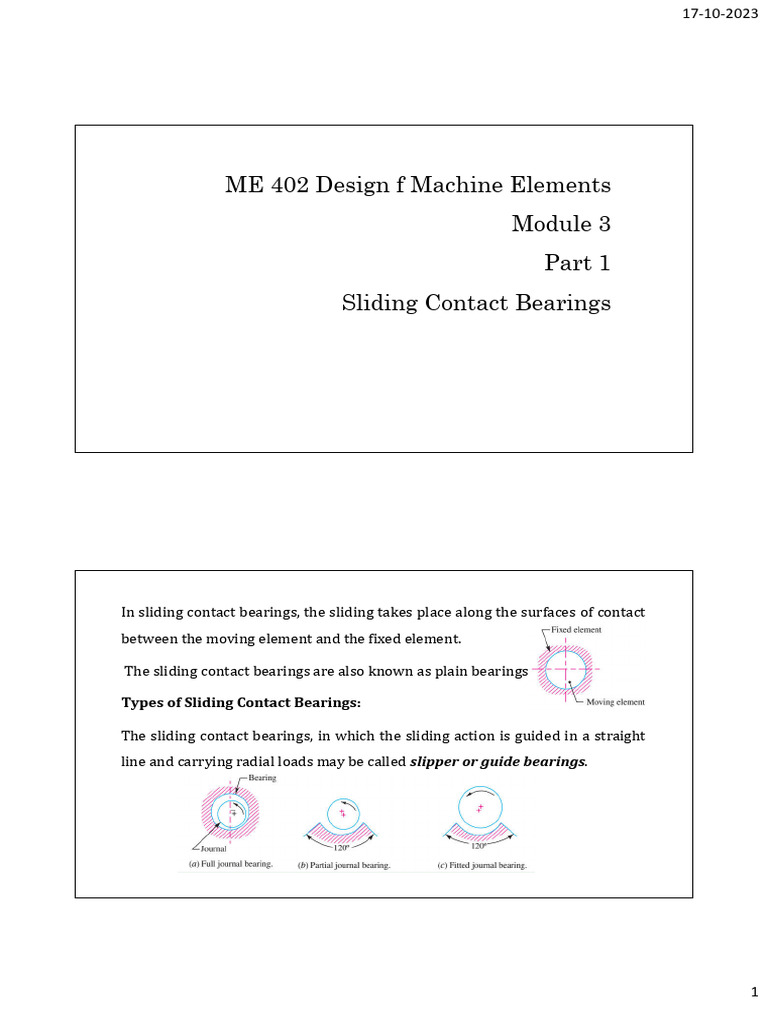 Module 3 Part 1 Sliding Contact Bearings | PDF | Bearing (Mechanical ...