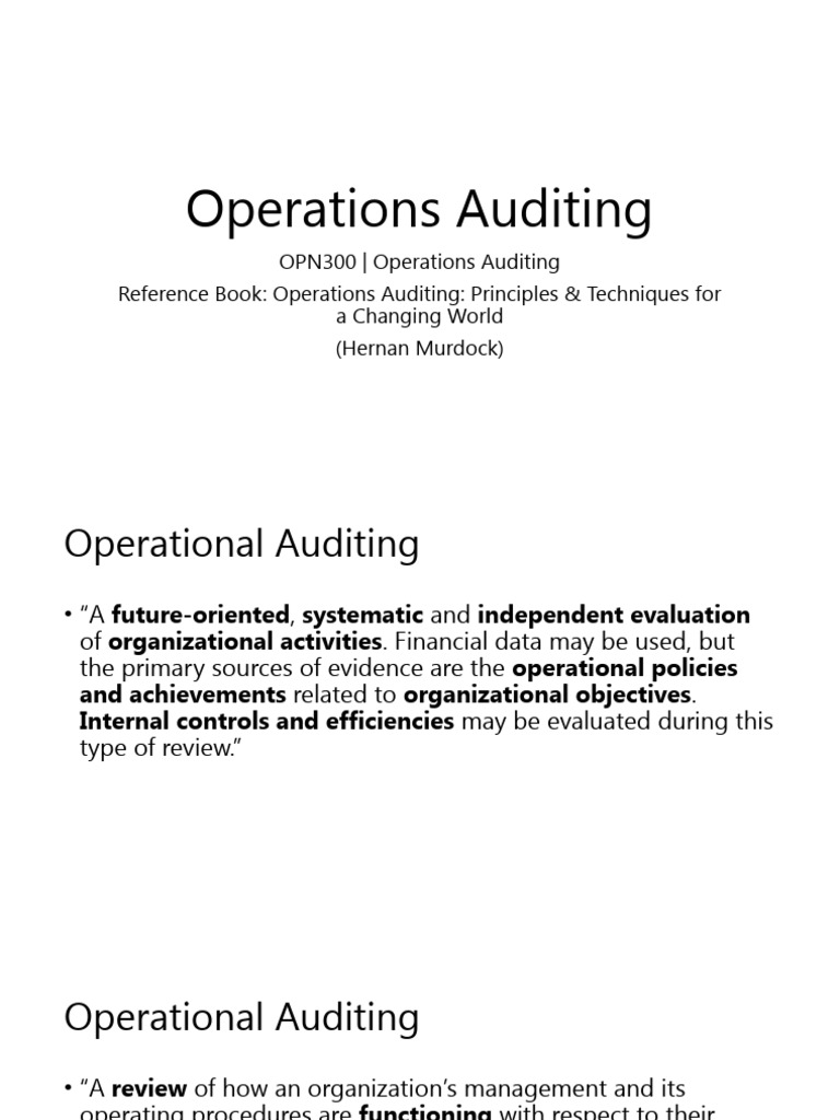 Operational Auditing Principles Explained | PDF | Internal Audit | Audit