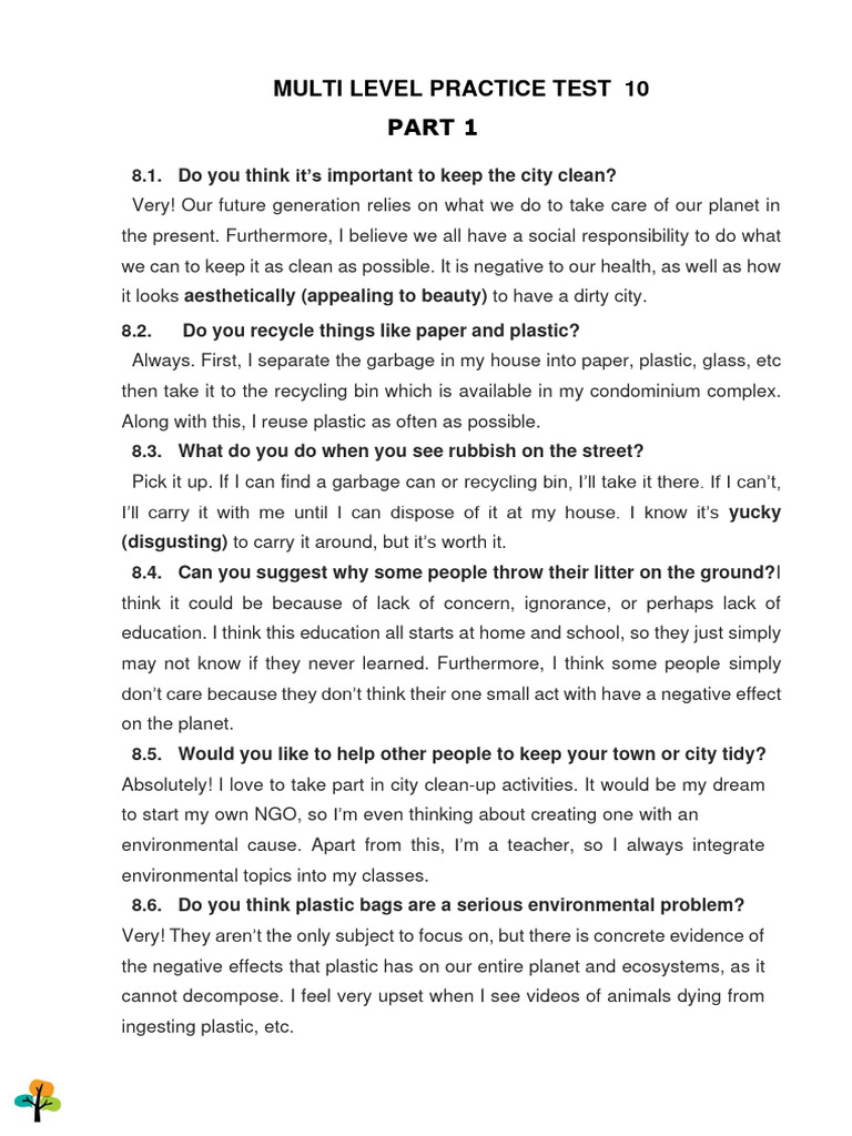 Multi Level Practice Test 10 | PDF | Sustainability | Social Media