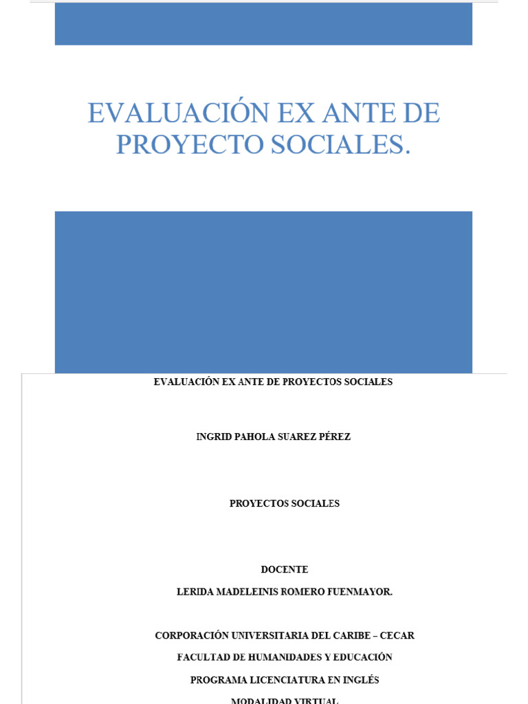 Evaluación Ex Ante | PDF