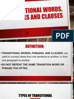 Transitional Words, Phrases and Clauses