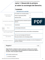 Cuestionario 1 - Desarrolle La Primera Evaluación Parcial Sobre La Sociología Del Derecho