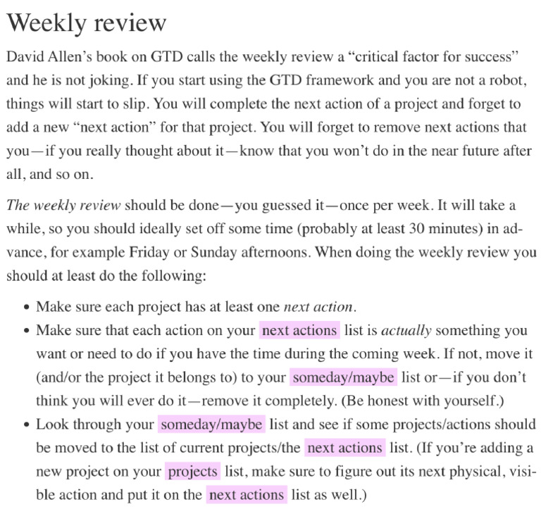 GTD Weekly Review | PDF