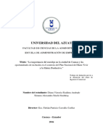 Universidad Del Azuay: Facultad de Ciencias de La Administración Escuela de Administración de Empresas