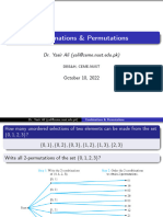 Combinations & Permutations: Dr. Yasir Ali (Yali@ceme - Nust.edu - PK)