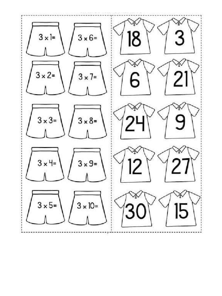 Tabla Del 3 para Pegar en El Cuaderno | PDF